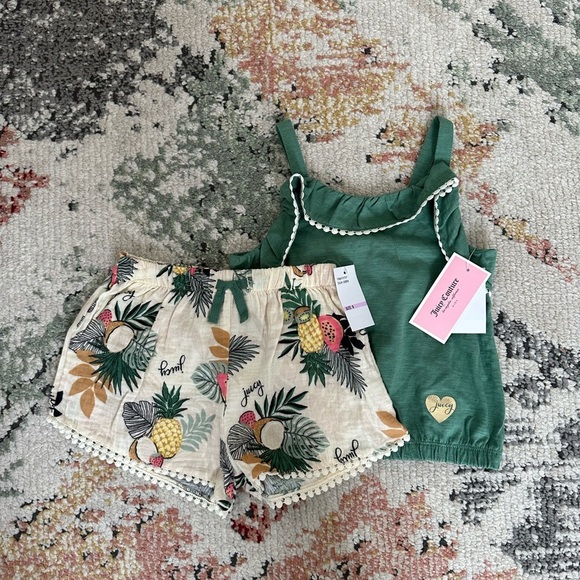New Juicy Couture Girls Size 6 Tropical Boho Tank & Muslin Shorts Set - Picture 3 of 14